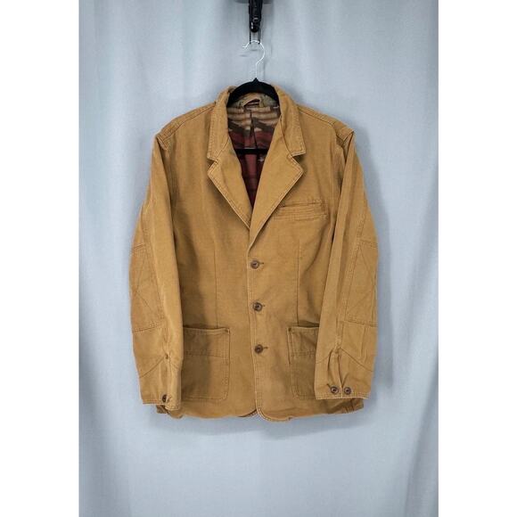 VTG Territory Ahead Jacket Mens Large Tan Duck Canvas Chore Aztec Lined Utility - Picture 1 of 16
